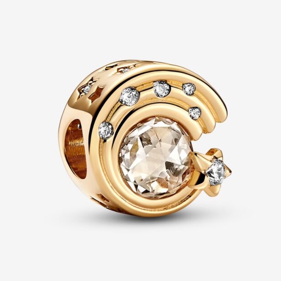 NWOT Gold Sparkling Shooting Star Charm Sterling Silver 925 - Picture 2 of 16